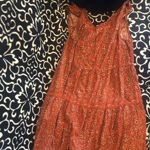Rustic orangish maxi dress with flowers